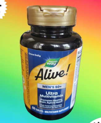 60 tabs Alive Once Daily Men's 50+ Plus Multivitamin Nature's Way EXP. 08/2027