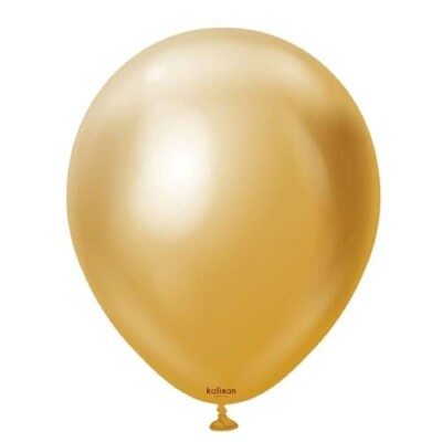 Kalisan 12'' Mirror Chrome Gold Latex Balloons - Bag of 50