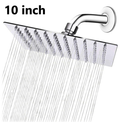 10''inch Rainfall Shower Head Chrome Bathroom Waterfall Sprayer Showerhead Square