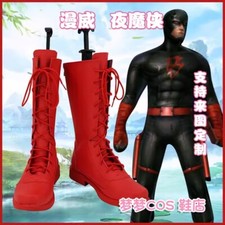 Cosplay Daredevil Shoes High Leg Boots Superhero Costume Boots Red Halloween PU