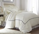 3pc Duvet Cover Bedding Set – Cotton with Double Rows Stitch Embroidery Navy