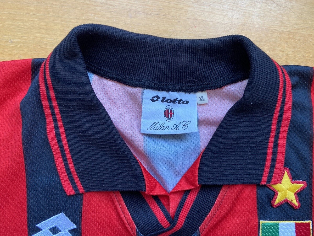 Lotto ミラン　デッドストック　上下 MILAN 1996 1997 HOME SHIRT JERSEY LONG SLEEVE LOTTO sz XL