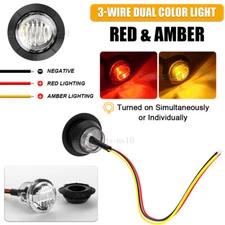 3/4" 12V Marker Lights LED Truck Trailer Round Side Bullet Light Dual Color