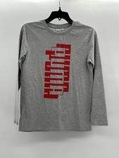 PUMA Youth Boys L Long Sleeve Gray Shirt GUC