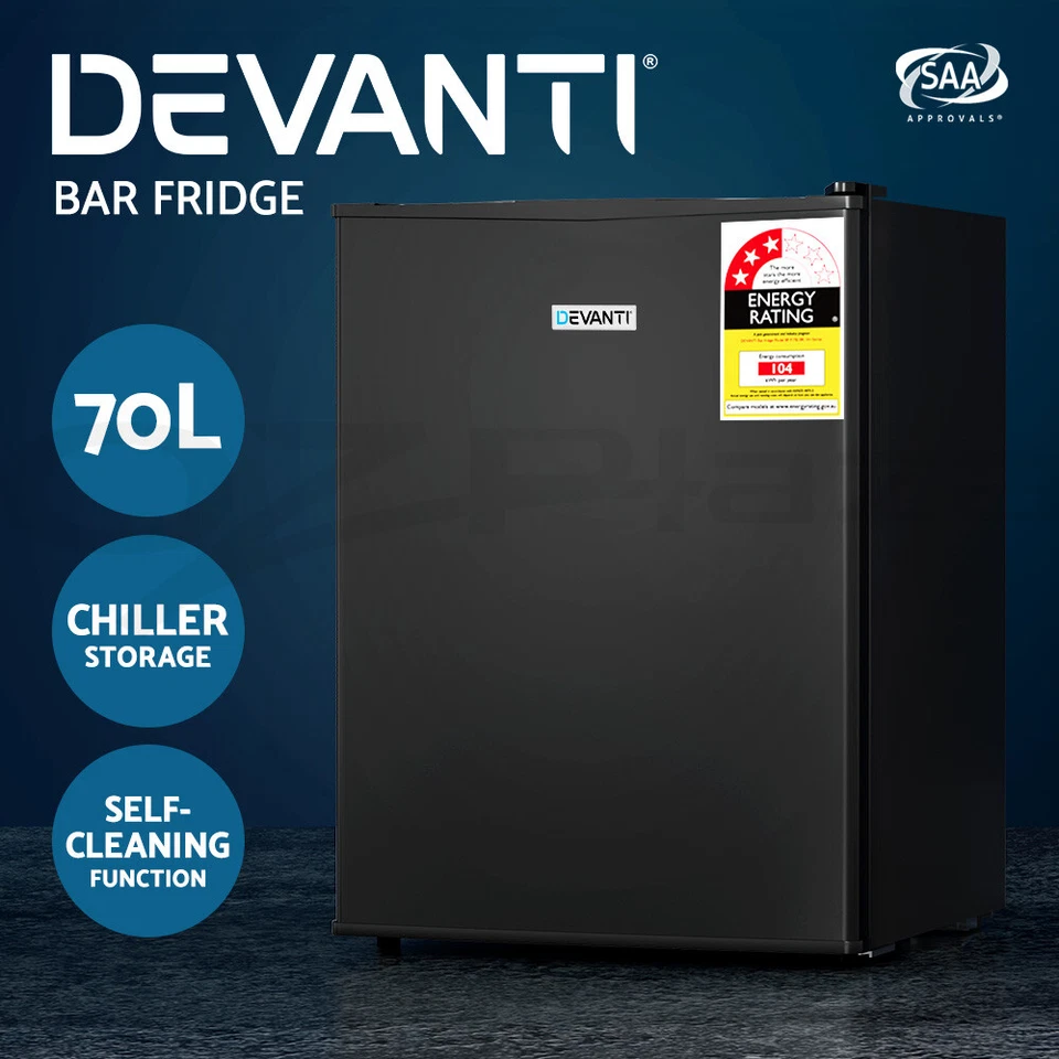 Devanti 70L Bar Fridge Mini Freezer Refrigerator Cooler Home Office Black