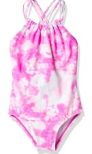 Kanu Surf Girls' Jasmine Beach Sport Halter One Piece - Girl's Size 12, Pink NEW