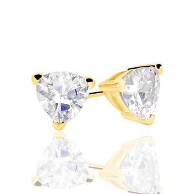 Suzy Levian Yellow Sterling Silver Trillion Shape Cubic Zirconia Studs earrings