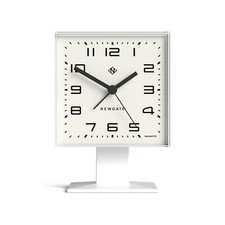 Newgate® - Victor Alarm Clock Matt White Cube Pedestal Arabic Dial Silent Quartz