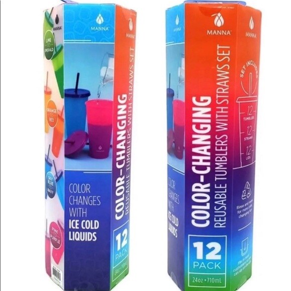 24 Manna Color Changing Cold Cups Reusable Tumblers With Straw & Lid 24 OZ  | eBay