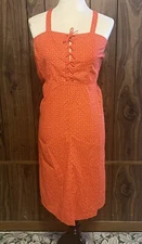 Vintage Landlubber Orange Floral Boho Corse In Front Strap Dress Sz 5