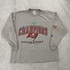 VINTAGE Tampa Bay Buccaneers Shirt Large Gray NFL Super Bowl XXXVII Champions L