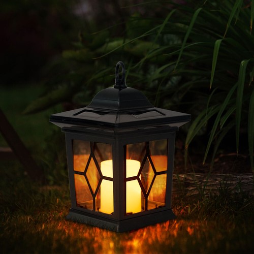 2er Set LED Solar Garten Steck Laternen Lampen schwarz Erdspieß Dekoration Außen - Bild 10 von 10