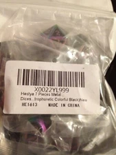 7 Pieces Metal Zinc Alloy Set COLORFUL BLACK D&D Dice Set W/ Storage Bag SEALED
