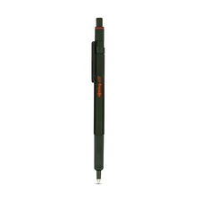 rOtring 600 Ballpoint Pen Green Metal Refillable Smooth Blue Ink Hexagonal De...