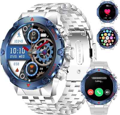 Smartwatch Herren mit AMOLED Touchscreen Telefonfunktion Sportmodi Wasserdicht