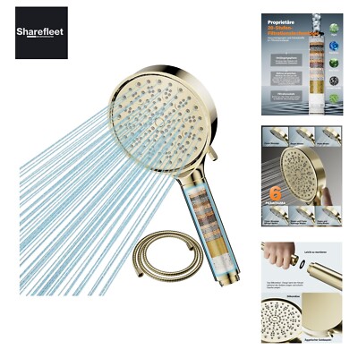 Cobbe Duschkopf mit Filter, Hochdruck Handbrause mit Schlauch, 6 Strahlarten ...