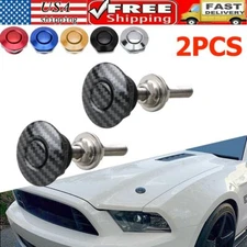 2PC Push Button Quick Release Hood Pins Bonnet Lock Clip Latch Bumper Universal