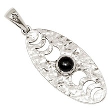 Phases Of Moon - Black Onyx - Brazil 925 Silver Pendant Jewelry ALLP-29898