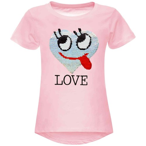 Sparkling Reversible Sequin T-Shirt With Cute Heart Design For Kids Girls 22605 - Picture 27 of 38