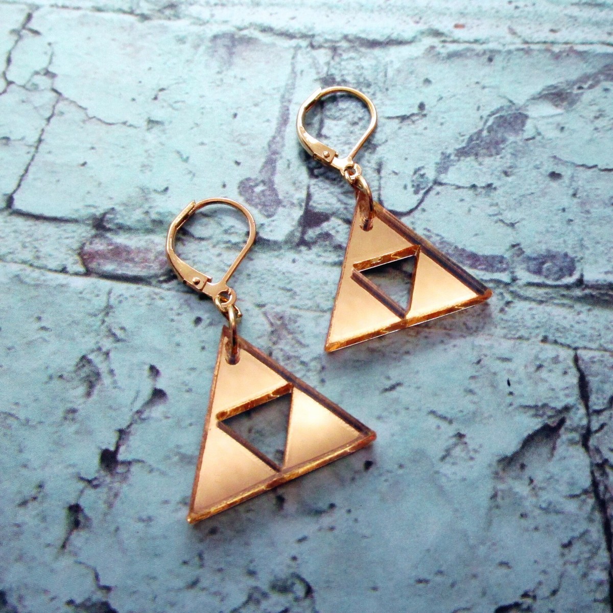 Legend of Zelda Golden Lever Back Mirrored Gold Acrylic Earrings