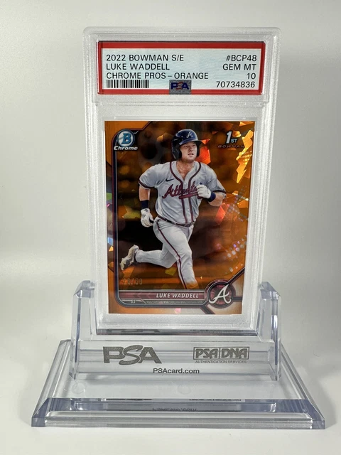 2022 Bowman Sapphire Luke Waddell Chrome #BCP-48 Orange Refractor /50 PSA 10