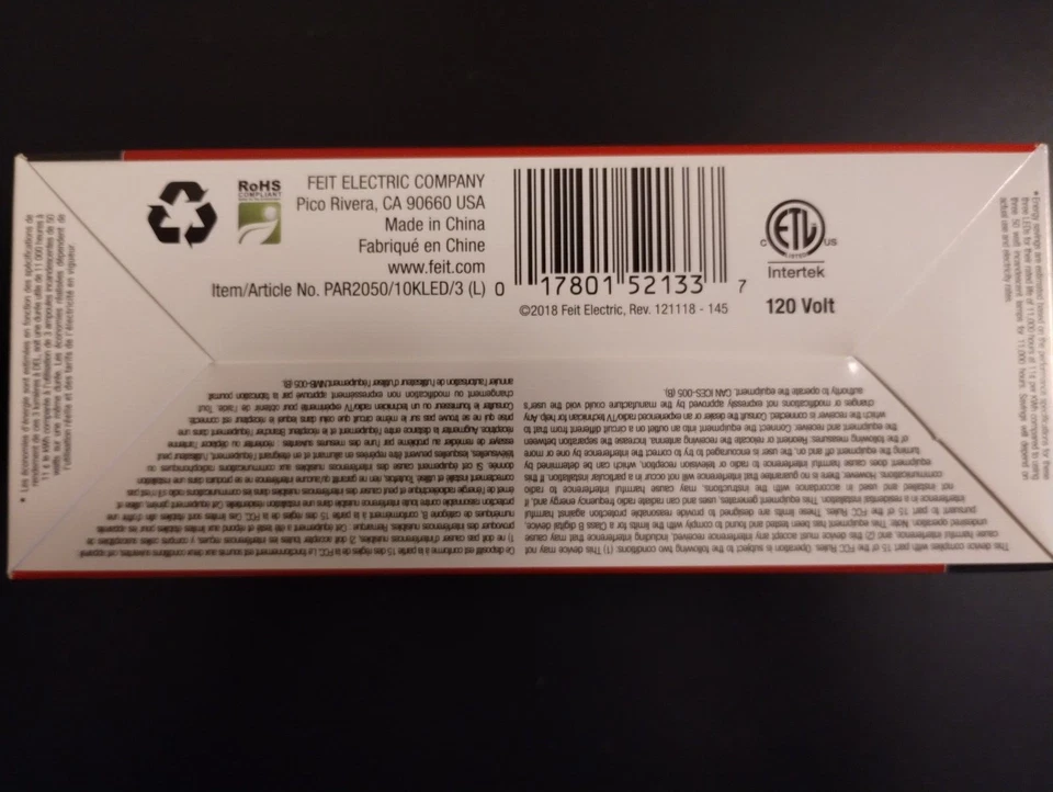 Feit Electric PAR20 Flood 7W Bulb (50W Replacement) 500 lumens 3-pack Warm White - Image 3 of 3