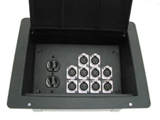 PROCRAFT FPPL-1DUP10XF-BK Recessed Stage Pocket / Floor Box 1AC+10XLR Female