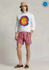  198 Polo Ralph Lauren Logo Tie Dye Print Fleece Sweatshirt Cotton-Polyester M 