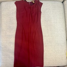 Ann Taylor Burgundy Sheath Dress Size 0 Sleeveless Career Cocktail Stretch