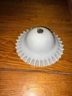 Antique Ruffled Victorian White Milk Glass Hanging Oil Lamp Smoke Bell 8” D