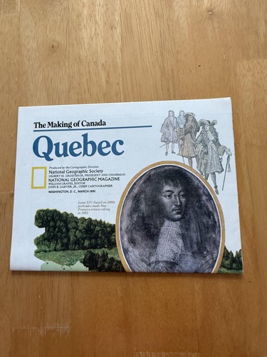 Vintage 1991 National Geographic Quebec Map The Making Of Canada Folded Poster