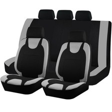 Car Seat Covers Full Set 5-seats Cloth Front Rear Zipper Split Bench For Toyota