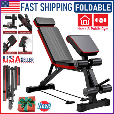 Adjustable Utility 1000 LBS Bench Weight Bench Home Gym Fitness Workout Exercise