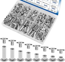 130 Sets Silver Chicago Screws Leather Rivets Kit, 8 Sizes Carbon Steel Binding