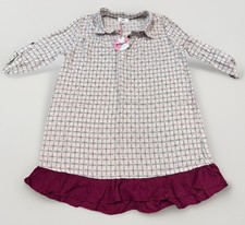 Hayden Los Angeles Shirt Dress Small Plaid Ruffle Hem 3/4 Sleeves