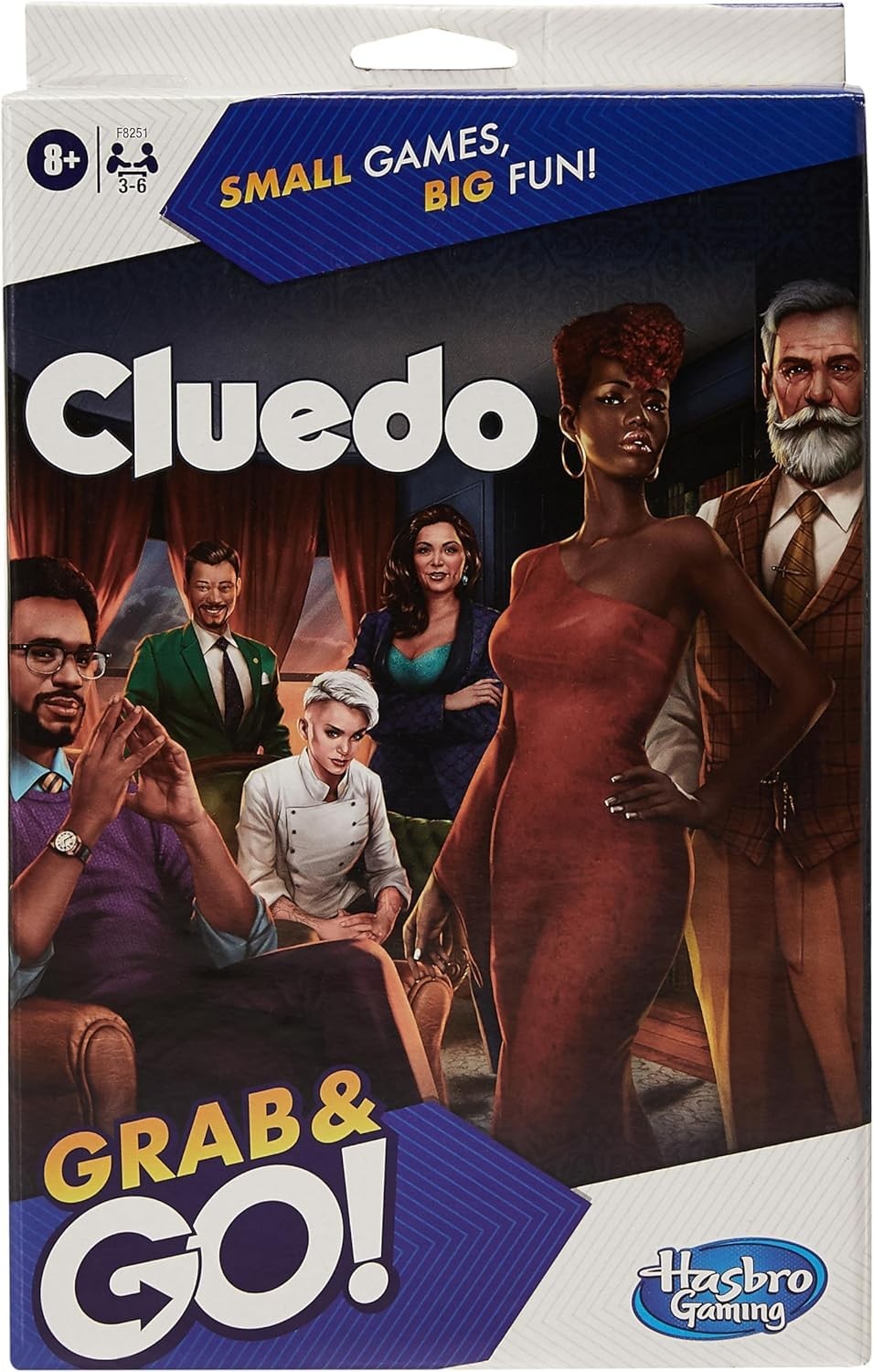 Cluedo Grab and Go Game, Portable Game for 3-6 Players, Travel Game for Kids - E