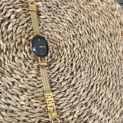 Anne Klein Diamond Women s Quartz Watch Black Dial Gold-Tone Bracelet Tonneau
