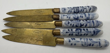 5 antichi coltelli da frutta bronzo floreale manico porcellana bronzo Uchazio Germania