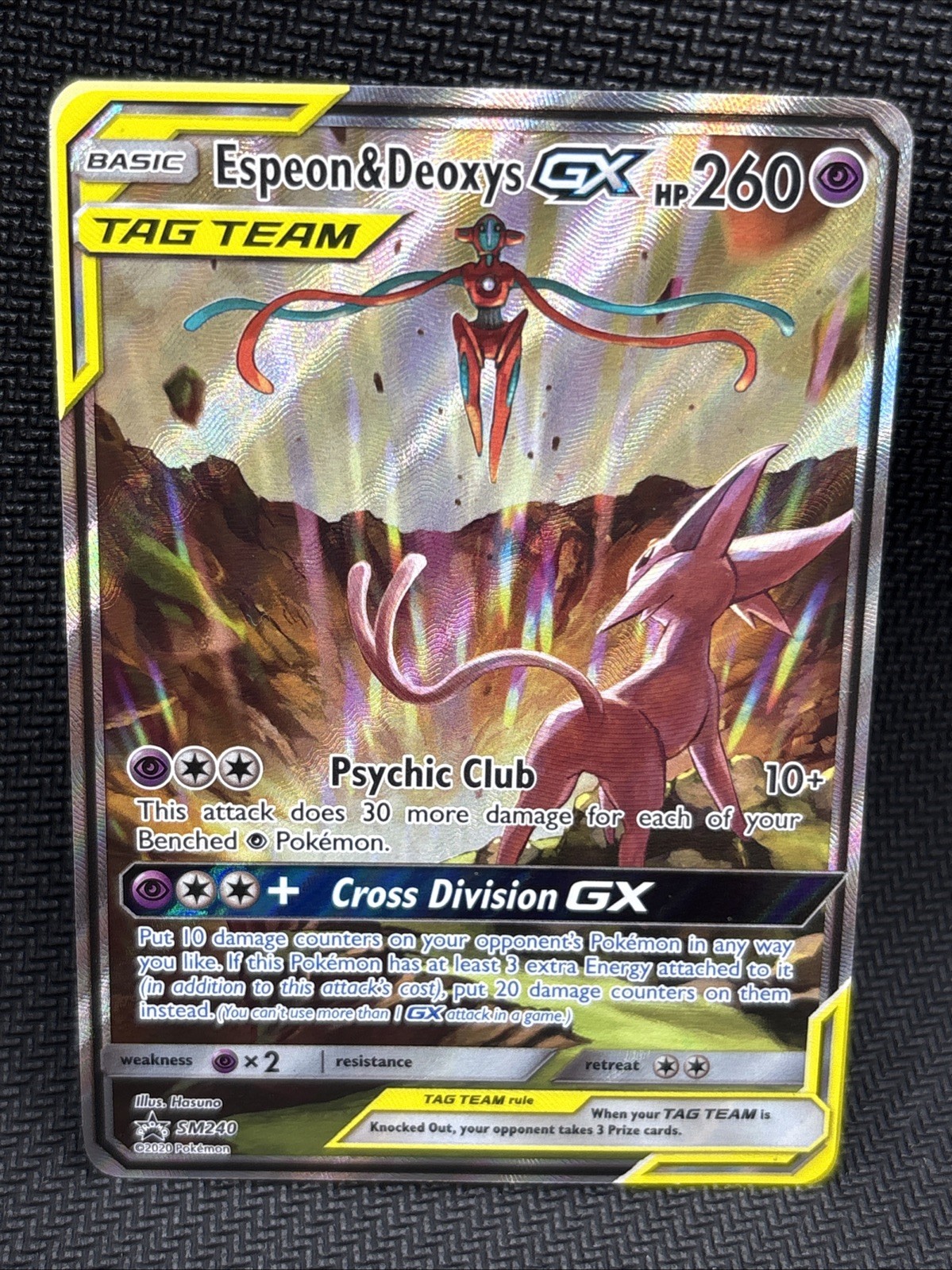 Pokémon TCG Espeon & Deoxys GX SM240 Black Star Promo Full Art Holo