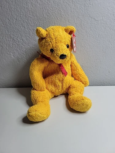 Ty Beanie Babies - Poopsie Retired Yellow Teddy Bear (Vintage 2001) New-Mint