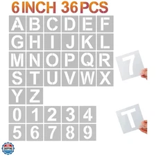 6 Inch Letter Stencils and Numbers, 36 Pcs Alphabet Art Craft Stencils, Reusa...