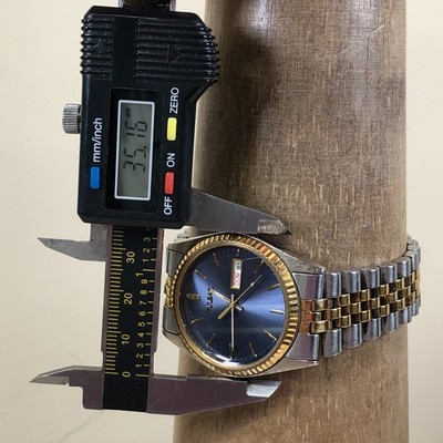 Vintage Pulsar Men V733-X066 Fluted Bezel Two Tone Quartz 35mm