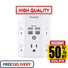 5 Outlet Extender Surge Protector Multi Plug Wall Adapter USB Charger Ports with
