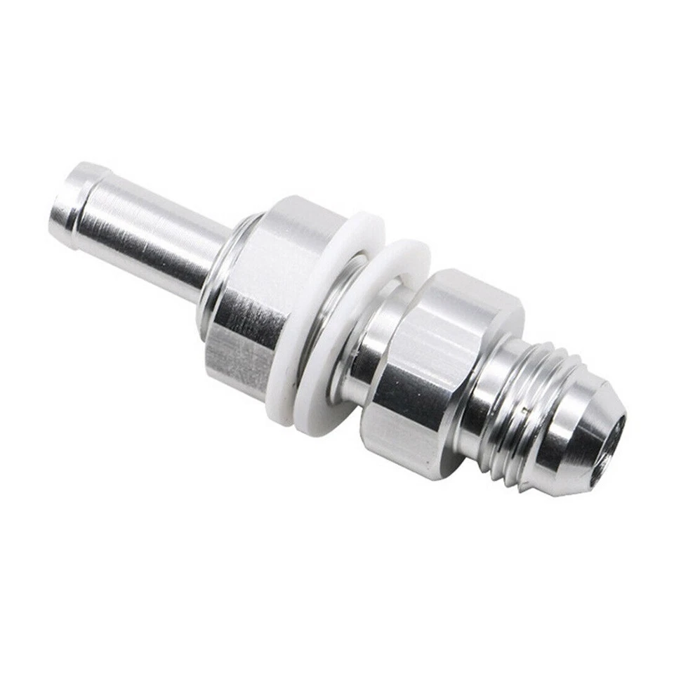 2pc 6AN Male Flare Bulkhead To 5/16 Hose Barb Fuel Tank Fitting Aluminu Silver - Image 4 of 4