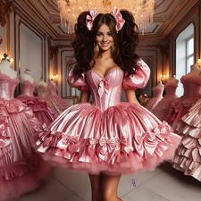 Princess Victorian Short Prom Dresses Bow Ball Gown Cosplay Party Evening Dress