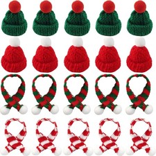 32PCS Mini Knit Hat Mini Christmas Scarf Set Mini Santa Hats for Crafts Mini ...