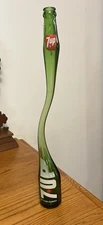 Vtg 70's Boardwalk Fair Carnival 7UP Soda Green Glass Stretched Art 10 oz Bottle