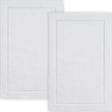 Linen White Bath Mats Pack of 2 100 Ring Spun Cotton 21 x 34 inches 2100
