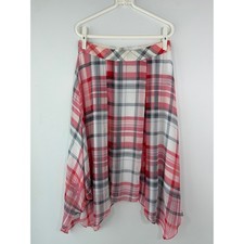 Y2K Preppy Grunge Vintage Tommy Hilfiger Midi Asymmetrical Flowy Plaid Skirt 8