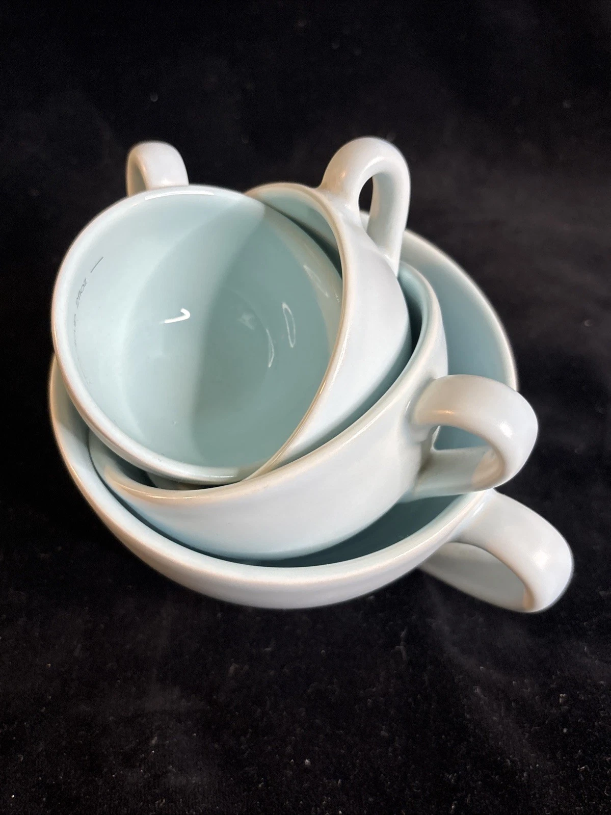 4 Nigella Lawson’s Kitchen Stackable Ceramic Measuring Cups Duck Egg Blue VTG